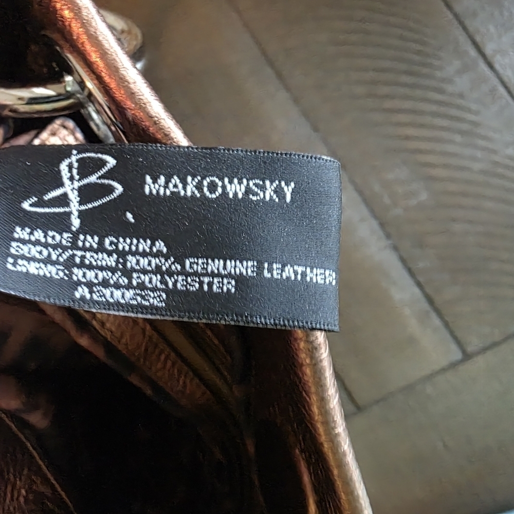 B. Makwowsky Copper Leather Crossbody Bag NWT - Picture 5 of 12